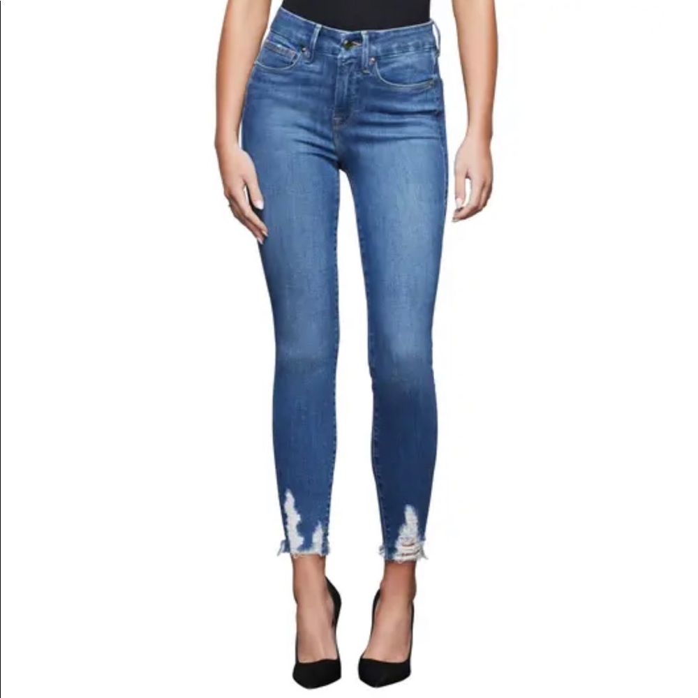 Good American Good Legs Chewed Hem Skinny Jeans Size 4